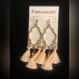 Gold and pink tassel earrings